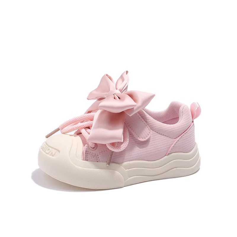 Girls Sports Shoes with Butterfly Knots Children Non-slip Thick Bottom Sneakers Kids Hook and Loop Casual Running Sneakers W250318
