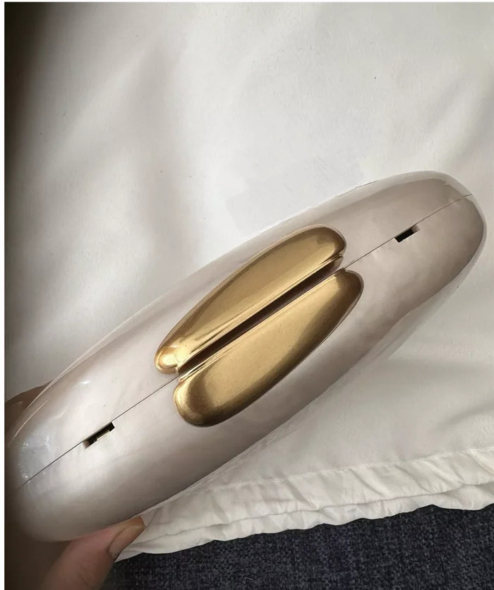 Egg shape Clutch Bag Acrylic purse women wedding evening denner party cute ivory pearl color purse handbag summer 250318
