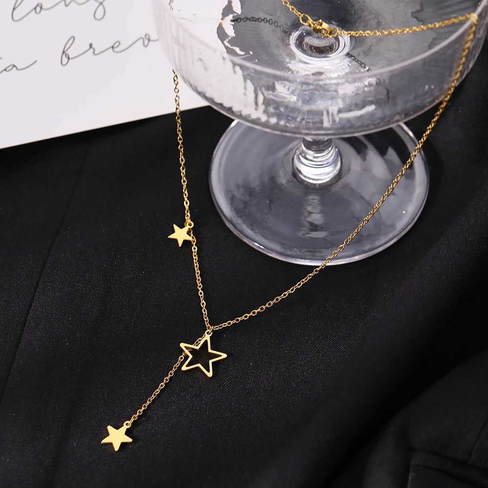 Stainless steel necklace Exquisite star tassel pendant temperature chain daily wear necklace womens jewelry party gift W250318