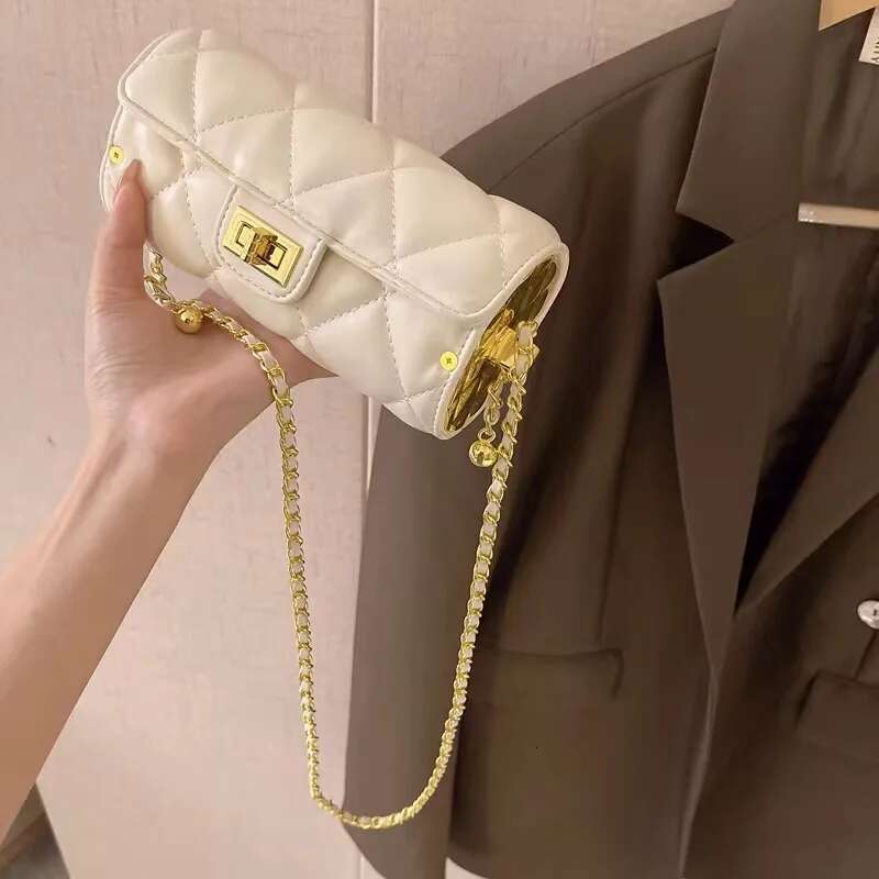 2025 New Designer Bag Small Fragrant Style Dia Grid Chain Bag Small Western Style Single Shoulder Slanted Women's Pillow Bag Wallet Underarm Bag