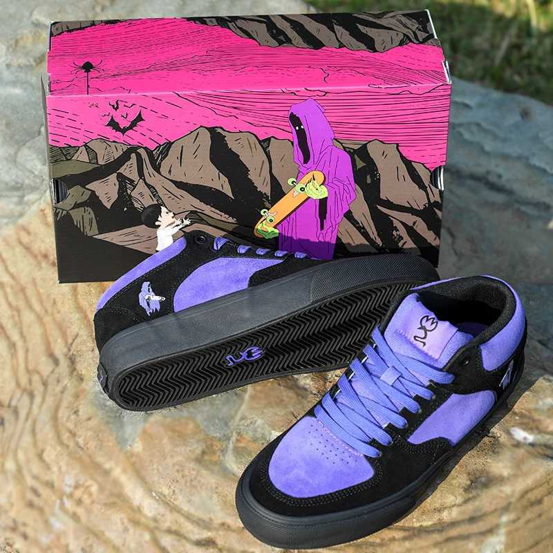 Joiints Purple Skateboarding Shoes Mens Sports Shoes Mid Top Anti Slip Casual Soft Leather Lace Breathable Tennis Y250318