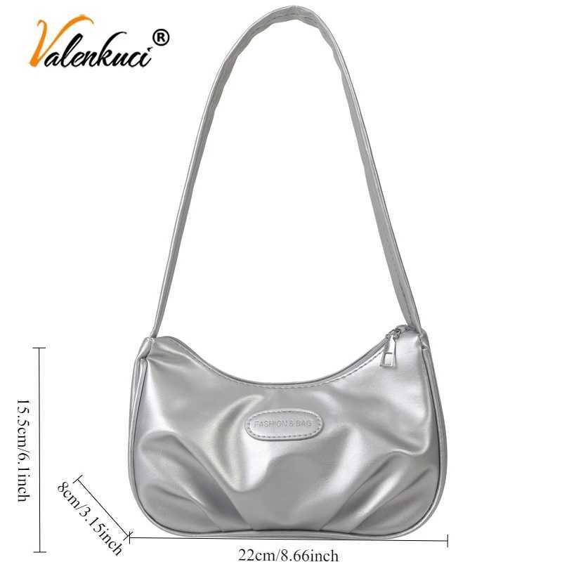 Minority Texture Sier Bag Wens New Summer Shoder Crossbody Bag High-end Pleated Armpit Crescent Bag Z250318