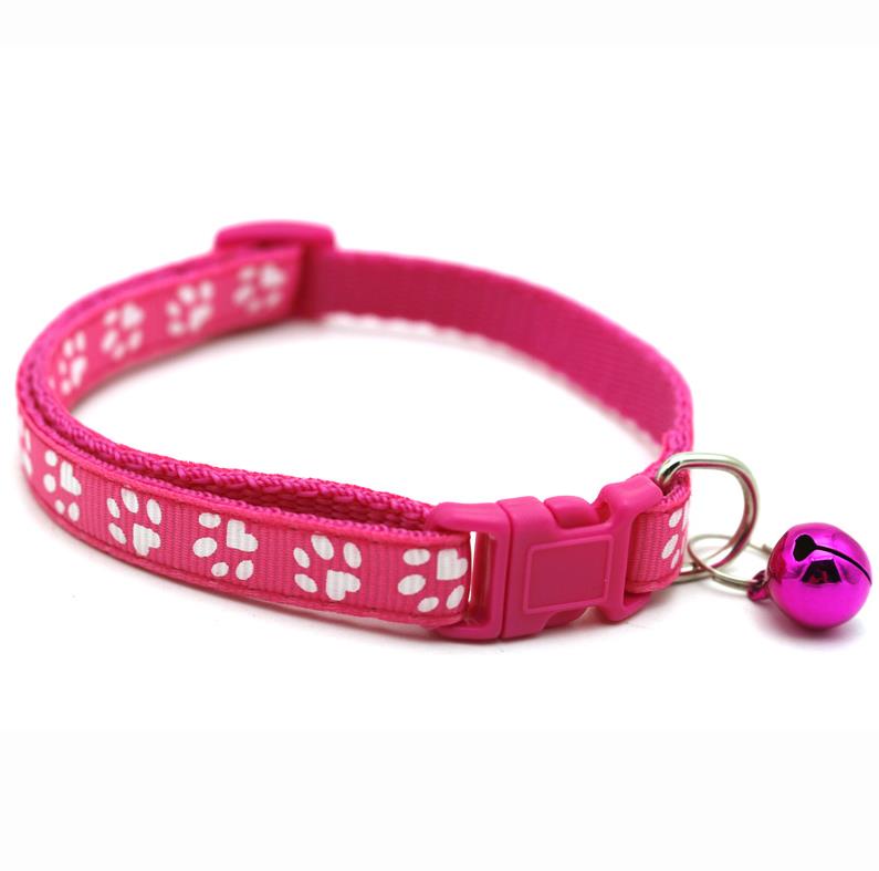 Cartoon Footprint Pet Collar with Bell Colorful Dog Puppy Cat Kitten Collar Adjustable Safety Bell Ring Necklace Pet Accessories ni322
