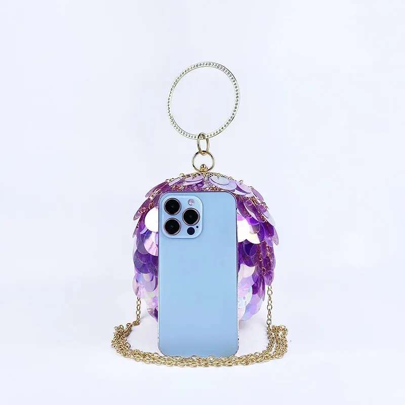 Meet You Metal Acrylic Round Ball Evening Bags Women Fashion Bg Sequins Design Female High Quality Clutch Dinner Purse