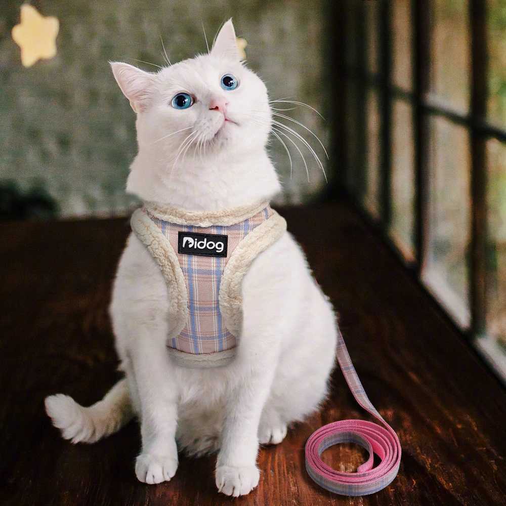 Cute pet cat harness vest with soft cushion Chihuahua puppy cat harness collar adjustable walking strapT250318