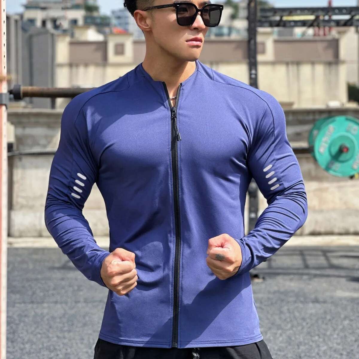 Mens Gym Sports Compression Shirt Casual Quick Dry Fiess Clothing Zipper Sweatshirt Slim Training Running Long Sleeve T-Shirt