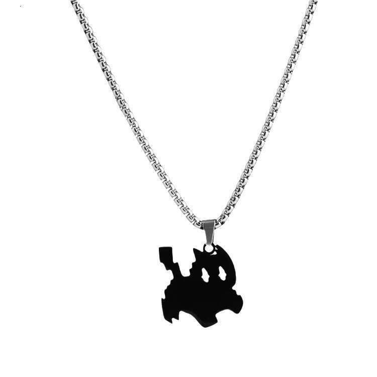 RongMa Lighing Black Cat Popular Trendy Necklace for Men, Cool Style, Women, Titanium Steel Couple, High end Charm Pendant