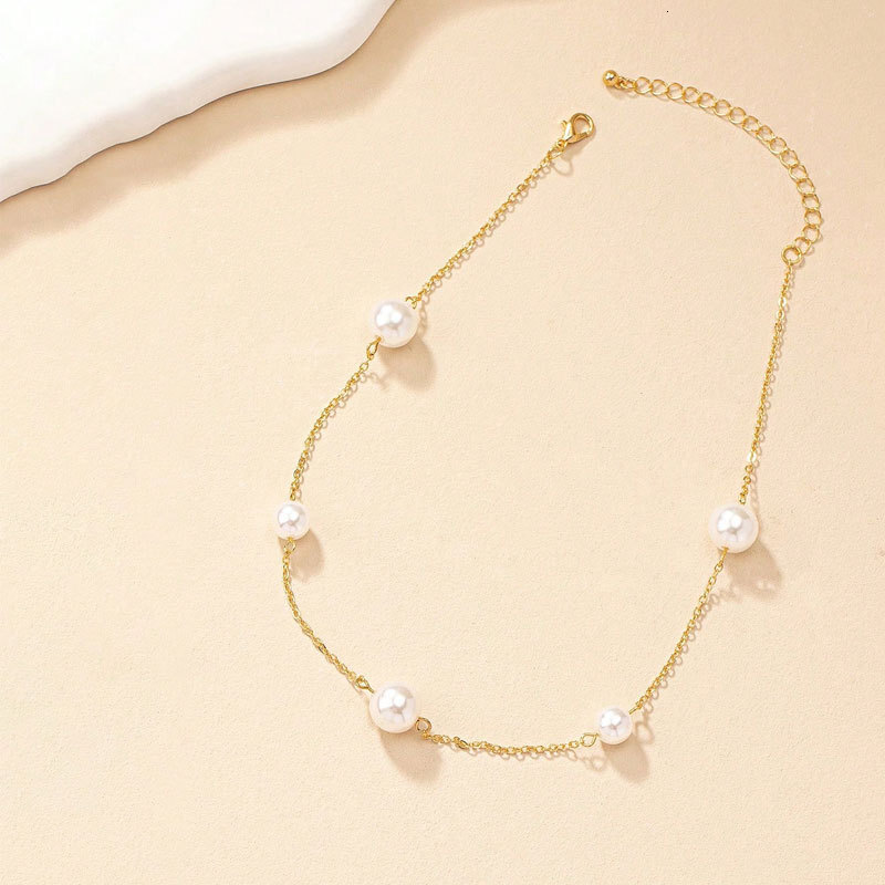 Imitation Pearl Chain Necklace Female Network Red Ins Light Luxury Style All Collarbone Chain Choker Jewelry