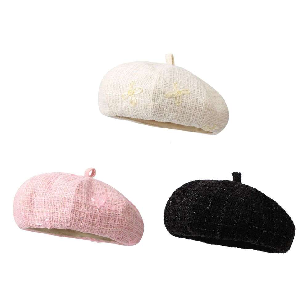 Korean Fashion Embroidered wer Beret Women's Autumn and Winter New Style Celebrity Fragrance Warm Plaid Painter Hat