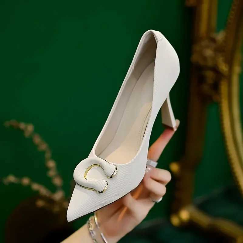 Spring Shoes for Wen Pointed Toe Thin Heel Wen Pumps Genuine Leather High H Wens Stiletto Shoes H Off Womens Shoes Y250317