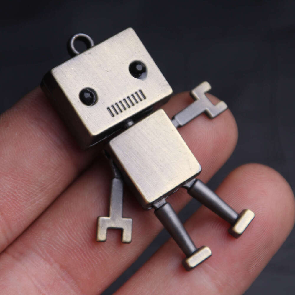 Ins Hip Hop Internet Celebrity Titanium Steel Necklace Male and Female Trendy Student Korean Version Street Square Robot Pendant Jewelry