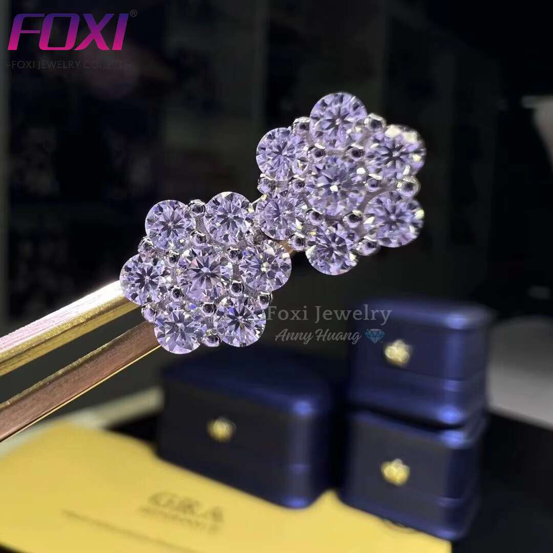 Best Selg Screw Back wer Stud Solid Sier D Color Cluster VVS Moissanite Dia Earrings Men GRA