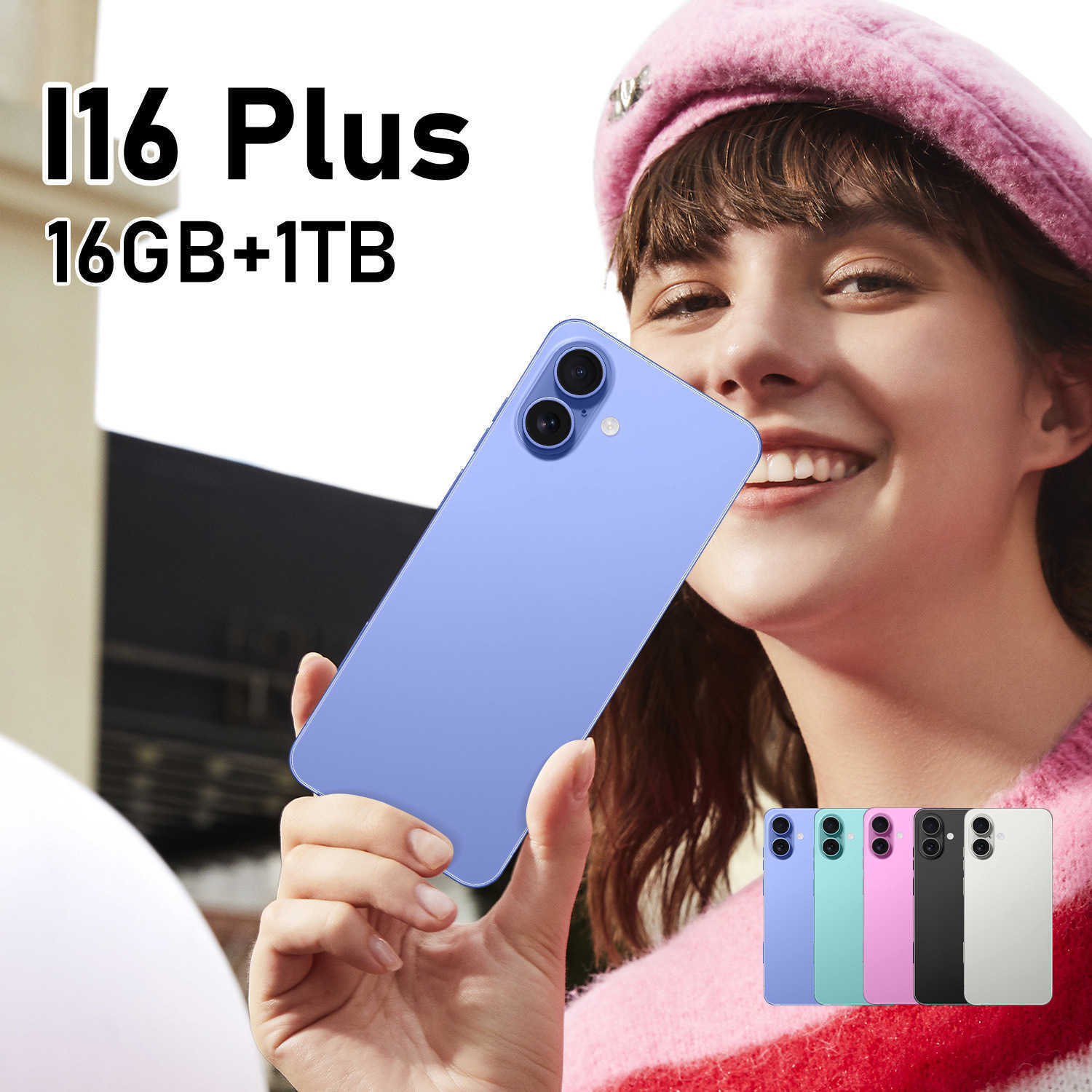 Smartphone Phones New I16 Plus phone 3+64GB true 4G full network button camera Android 10 selling z250319