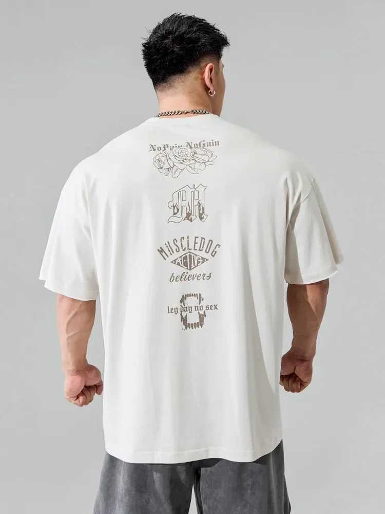 Trendy Fitness CBUM Short Sleeved Mens Summer Loose Large Cotton GYM T-shirt Trendy Half SleevesT250318