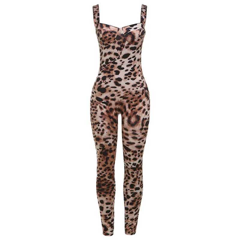 Sexy jumpsuit womens Sveless Trend Leopard Print Sveless Strt Fit Stretch Activity Workout Overview X2503181