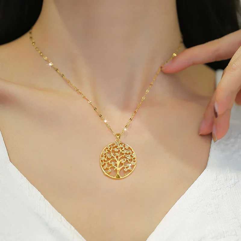 LATS stainless steel lamp luxury lifestyle tree full zirconia necklace suitable for womens exquisite Kravik chain fashion jewelry gifts W250318