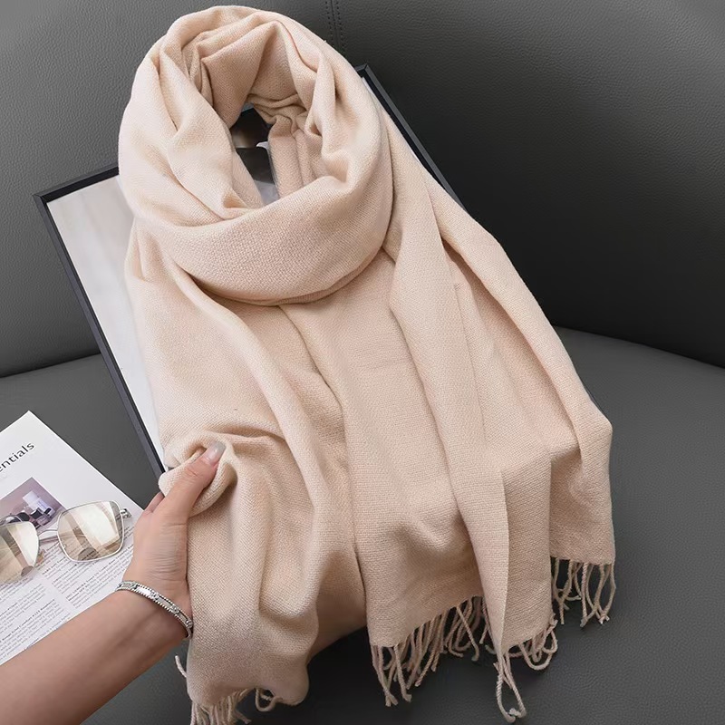 K158 Winter women's red imitation cashmere scarf high-end annual meeting neck scarf soft temperament versatile warm shawl men