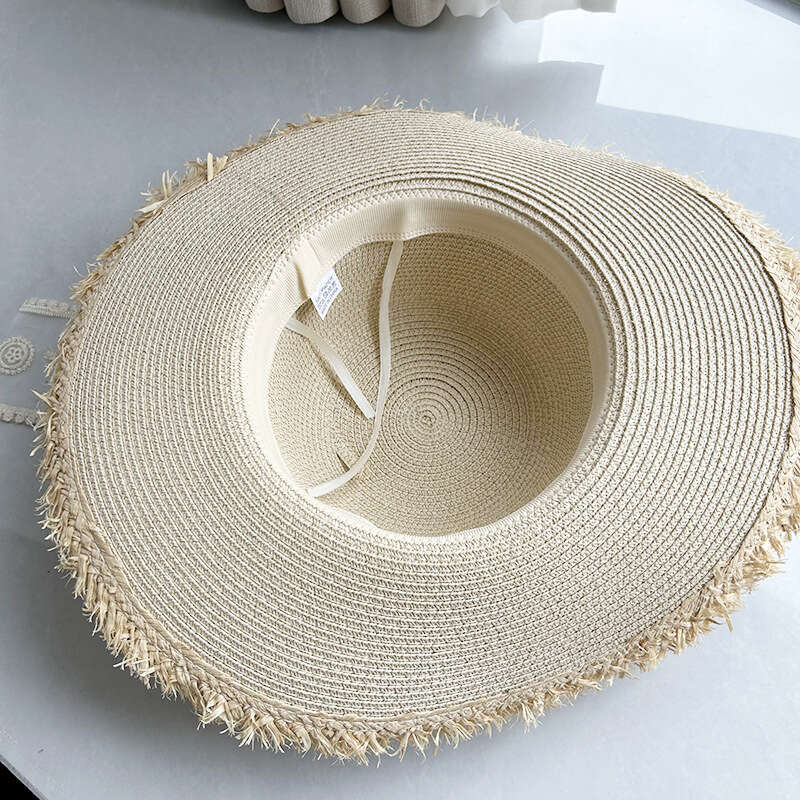 New Embroidered Lace for Women, Summer Straw Weaving Large Edge Outdoor Travel Sunscreen Hat, Seaside Beach Hat