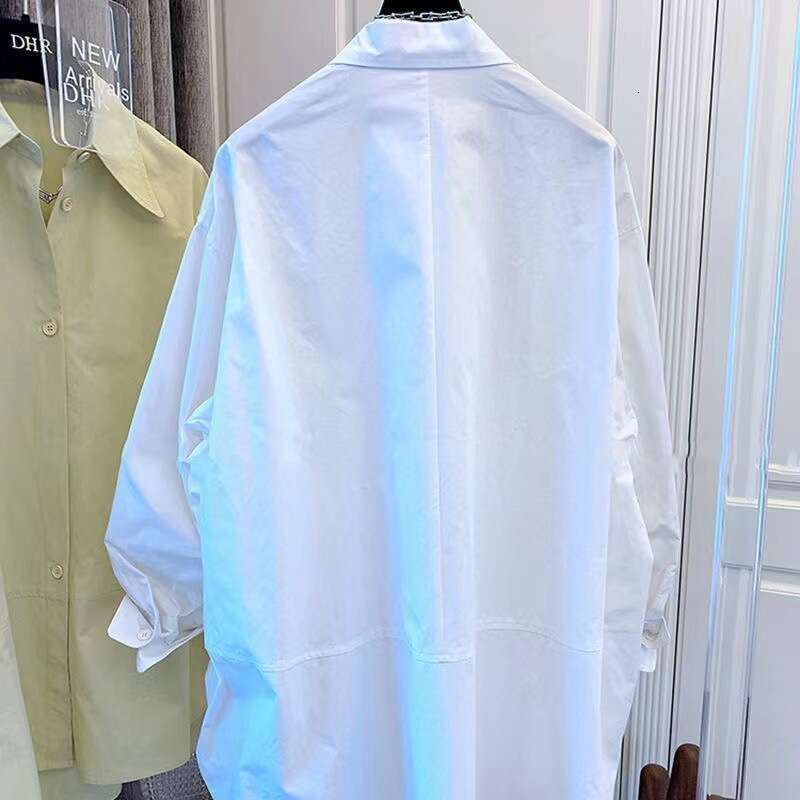 2025 Spring New Korean Fashion Casual Coat with Trendy Versatile Style, Simple and Sharp Collar Shirt, Loose Top for Women