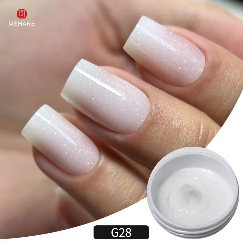 MSHARE 50g/250g Shimmer Pink White Acrylic Gel Glitter Shiny Extension Acryl Hard Gel Nails Sculpting Construction Professional 250314