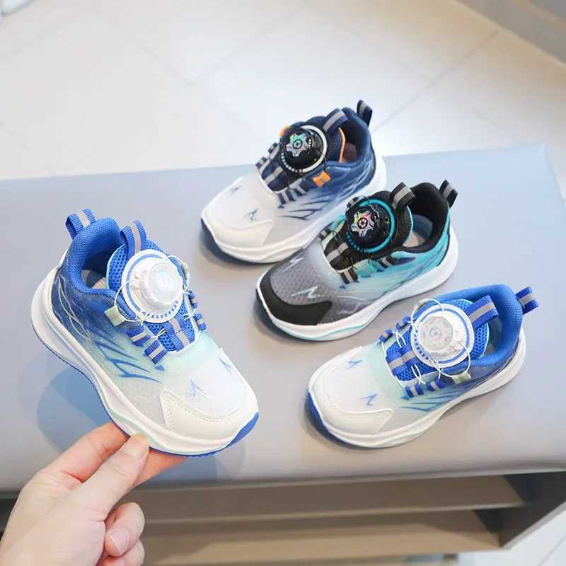 Childrens sports shoes boys casual shoes rotating buttons childrens girls running sports shoes soft soled baby mesh shoes childrens sports shoes W2503