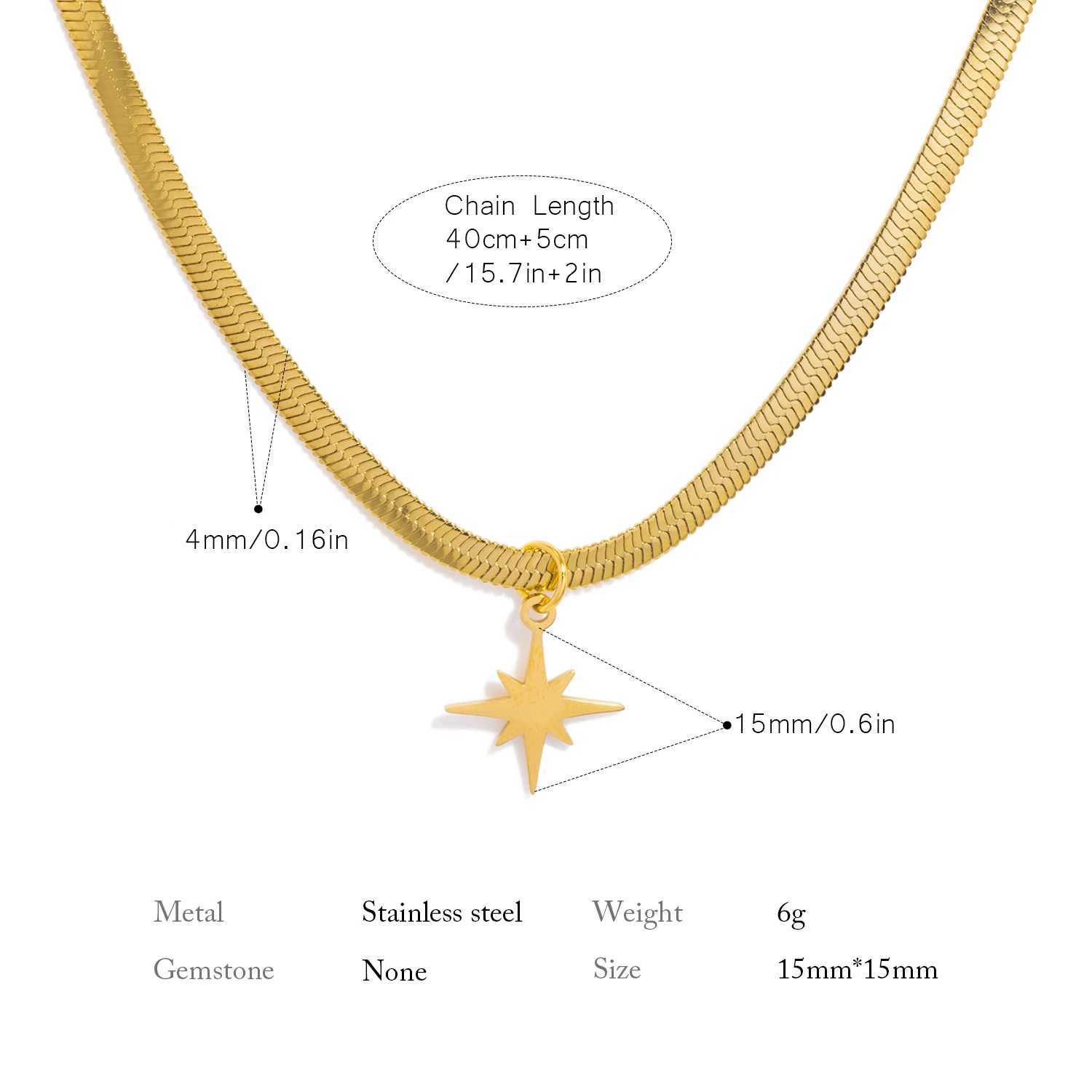 Minimum Stainless Steel Star Pendant Necklace Flat Snake Chain Jewelry Temperature Necklace Womens Necklace W250318