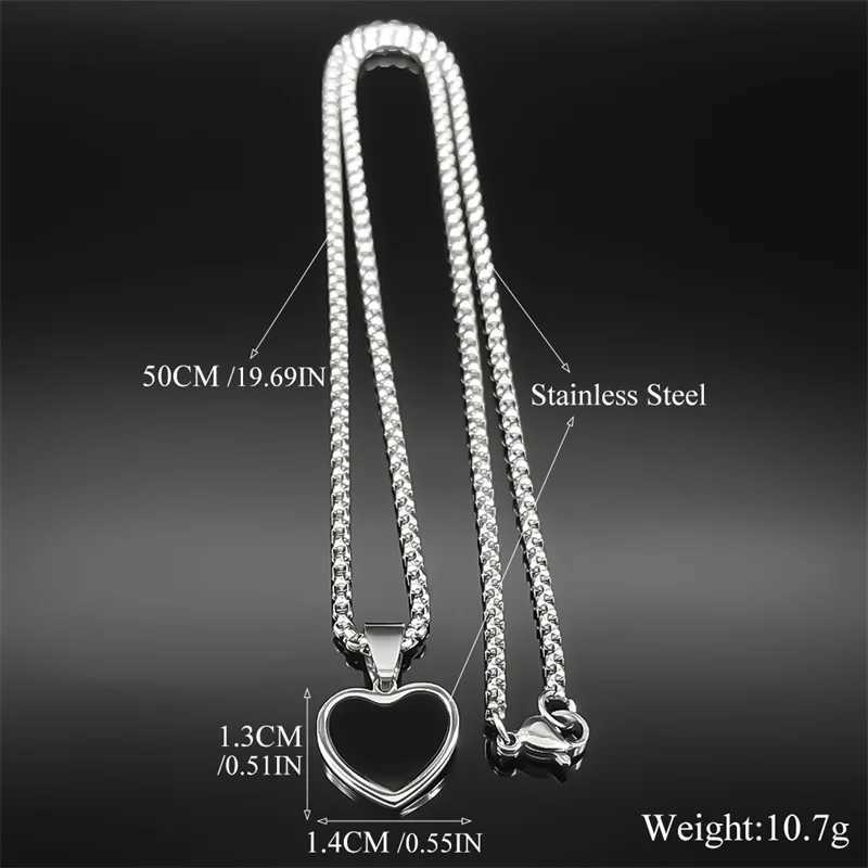 Simple Blackheart Pendant Necklace Womens Couple Stainless Steel Silver Love Valentines Day Gift Long Chain Jewelry W250318