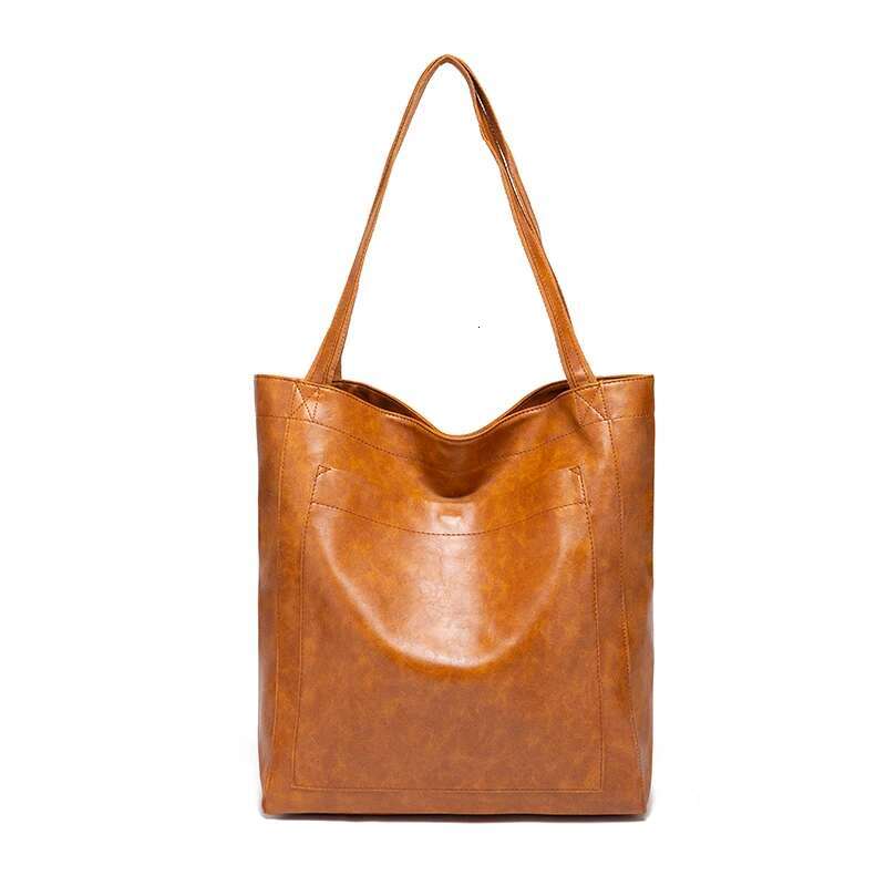 Large Capacity Tote Fashion Retro Faux Leather Shoulder Bag, Women's Simple Versatile Casual Handbag & Purse