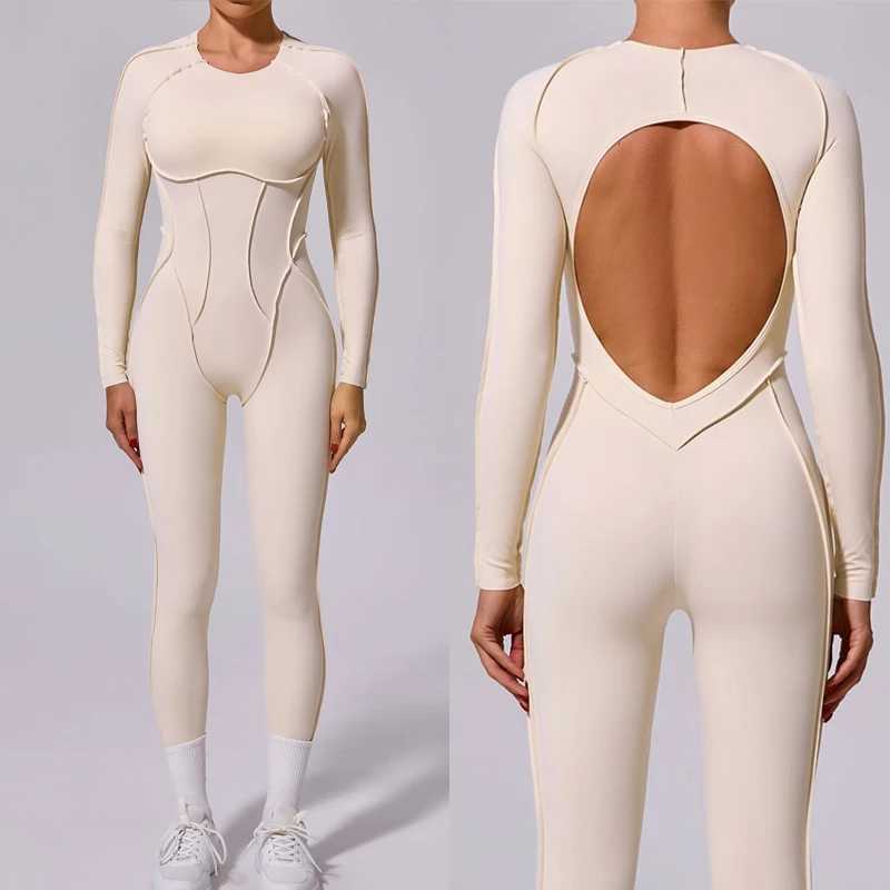 New autumn/winter womens one-piece jumpsuit long sleeved sexy backless slim fit sportswear X250318