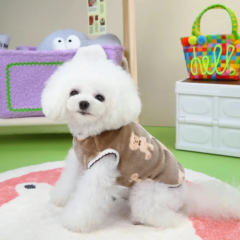 Pet clothing autumn winter small dog plush vest cute sweater warm velvet kitten puppy cardigan Chihuahua Yorkshire 250318