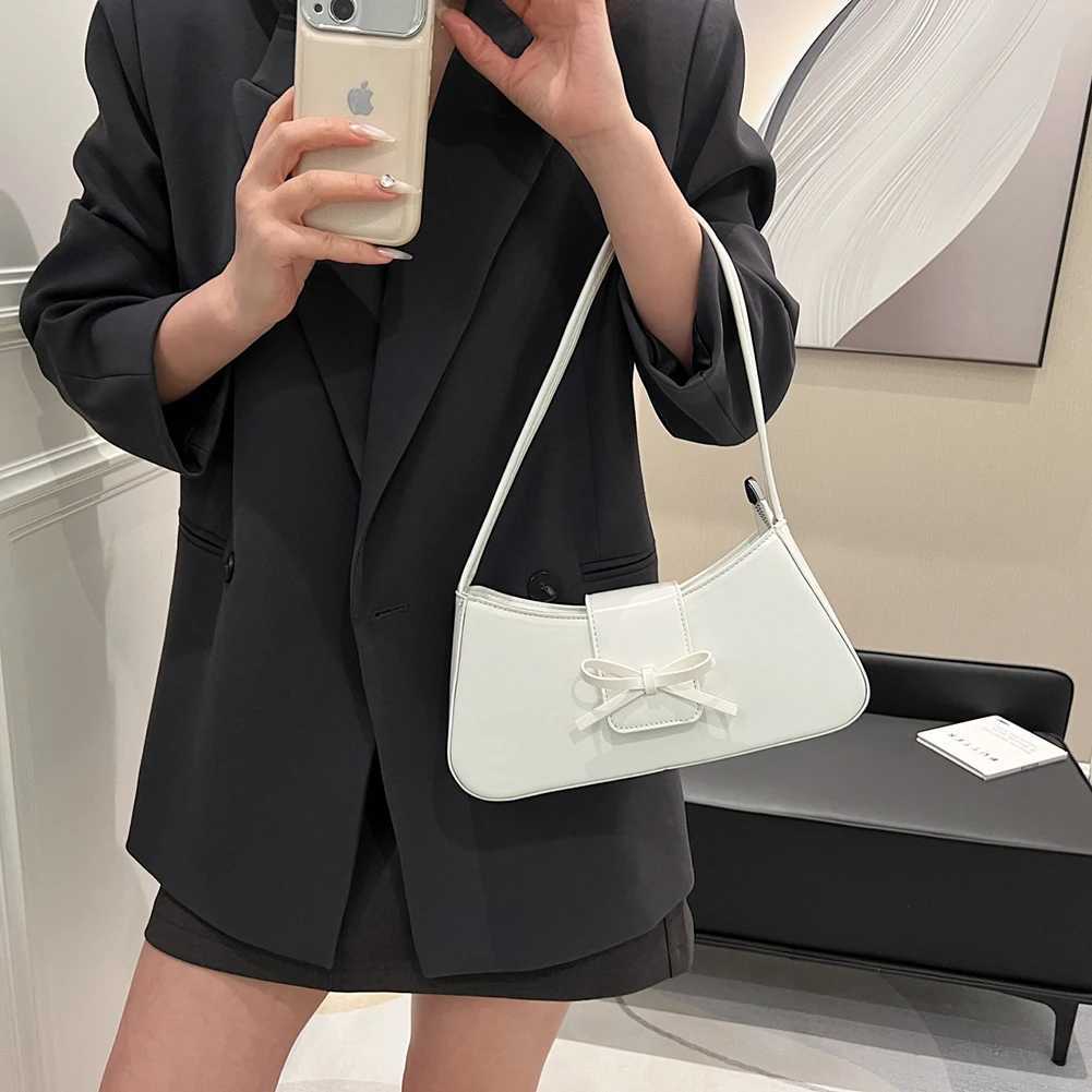 Luxury Handbag with Bow Wen Fi Shoder Bag Purses Y2k Leisure Armpit PU Leather Travel Red Black Underarm Chic Handbag Y250318