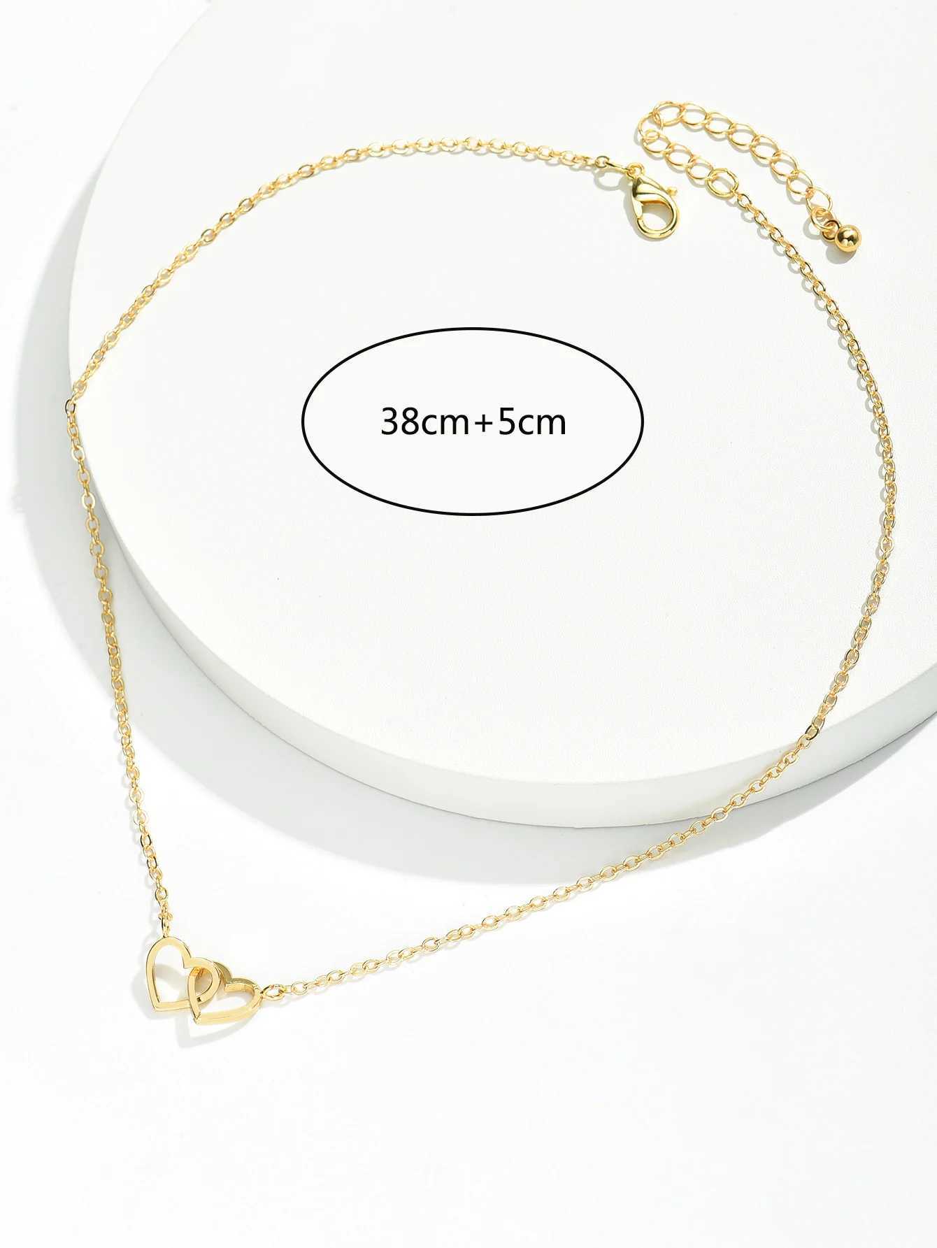 Tiny Cute Double Hollow Necklace Womens Fashion Love Necklace Valentines Day Jewelry W250318