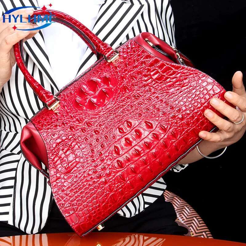 Crocodile Leather Women's Handbags Designer Lady Portable Shoulder Messenger Bag Fashion Brand Red Tote Bags 2023 New