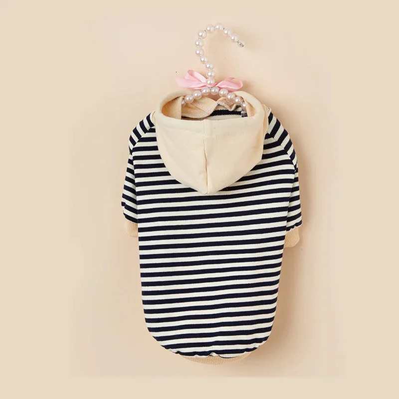 Pet Clothing French Bulldog Winter Warm Coat Striped Hoodie Dog Jacket Cat Chihuahua Small and Medium 250318