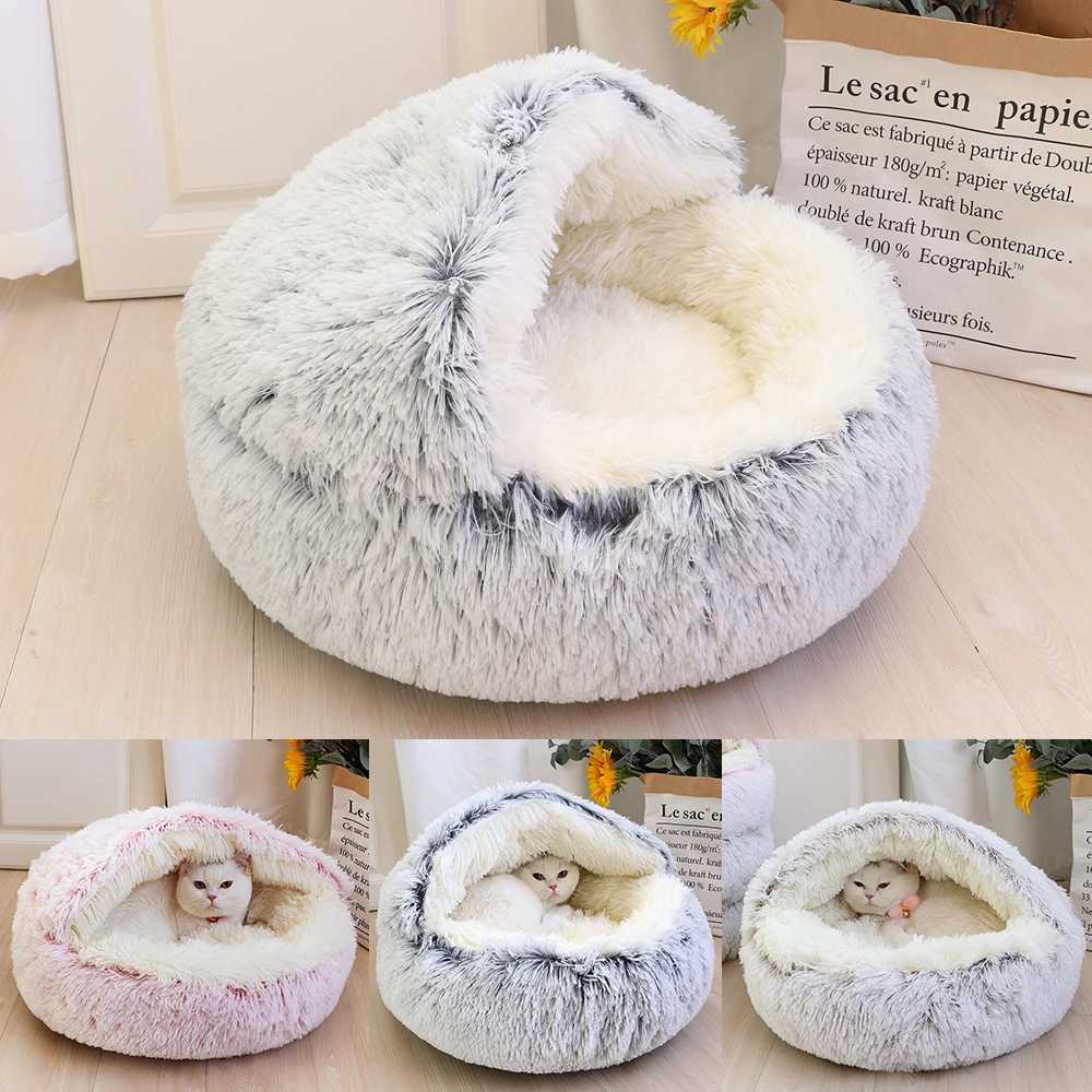 Cat Beds Furniture New warm dog and cat bed round plush cat house cave pet cat mat basket sleep mat for cat mini dog Chihuahua nest