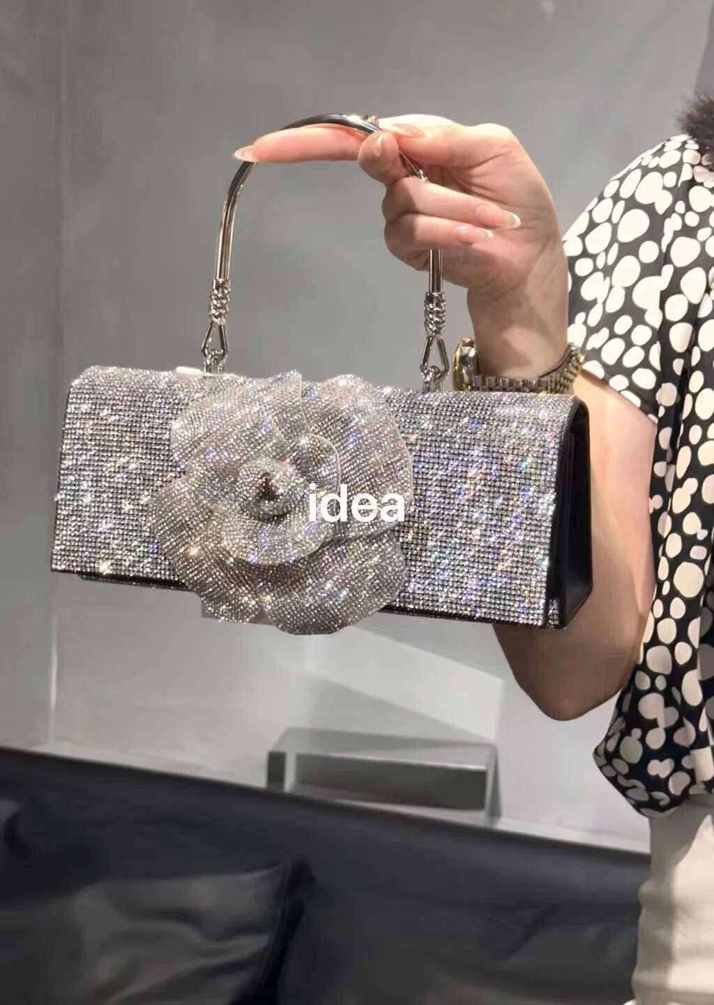 Glitter Dia Ral Square Women Handbag Rhies Evening Wedding Party Clutch Purse Shoulder Crossbody Bag