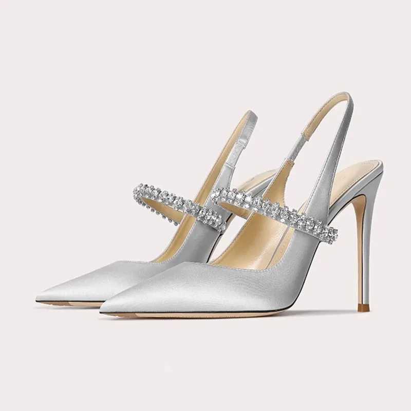 Size 34 45 Wens Diamd Bao sandals 2025 new thin toe sheepskin high H Wens wedding shoes Y250317