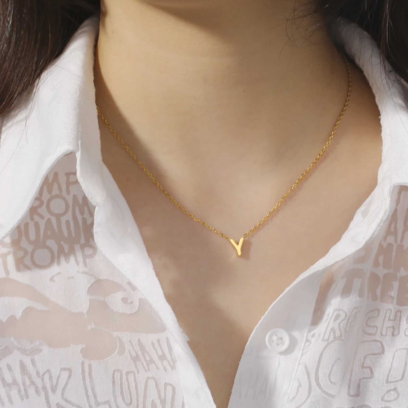 Cazador Minimalist Initial A-Z Womens Alphabet Stainless Steel Necklace Jewelry Birthday Gift Wholesale W250318
