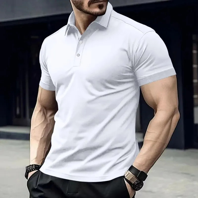 Mens Clothing Breathable Regular Fit Solid Golf Shirt Clothing Mens Casual V-Neck T-Shirt Short Sleeve For Summer 250318