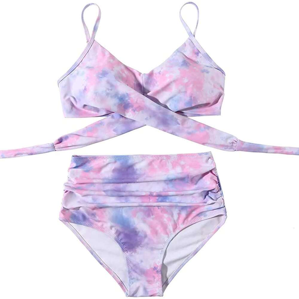 Two piece split swimsuit, sexy, knot dyed, fashionable, women's, summer