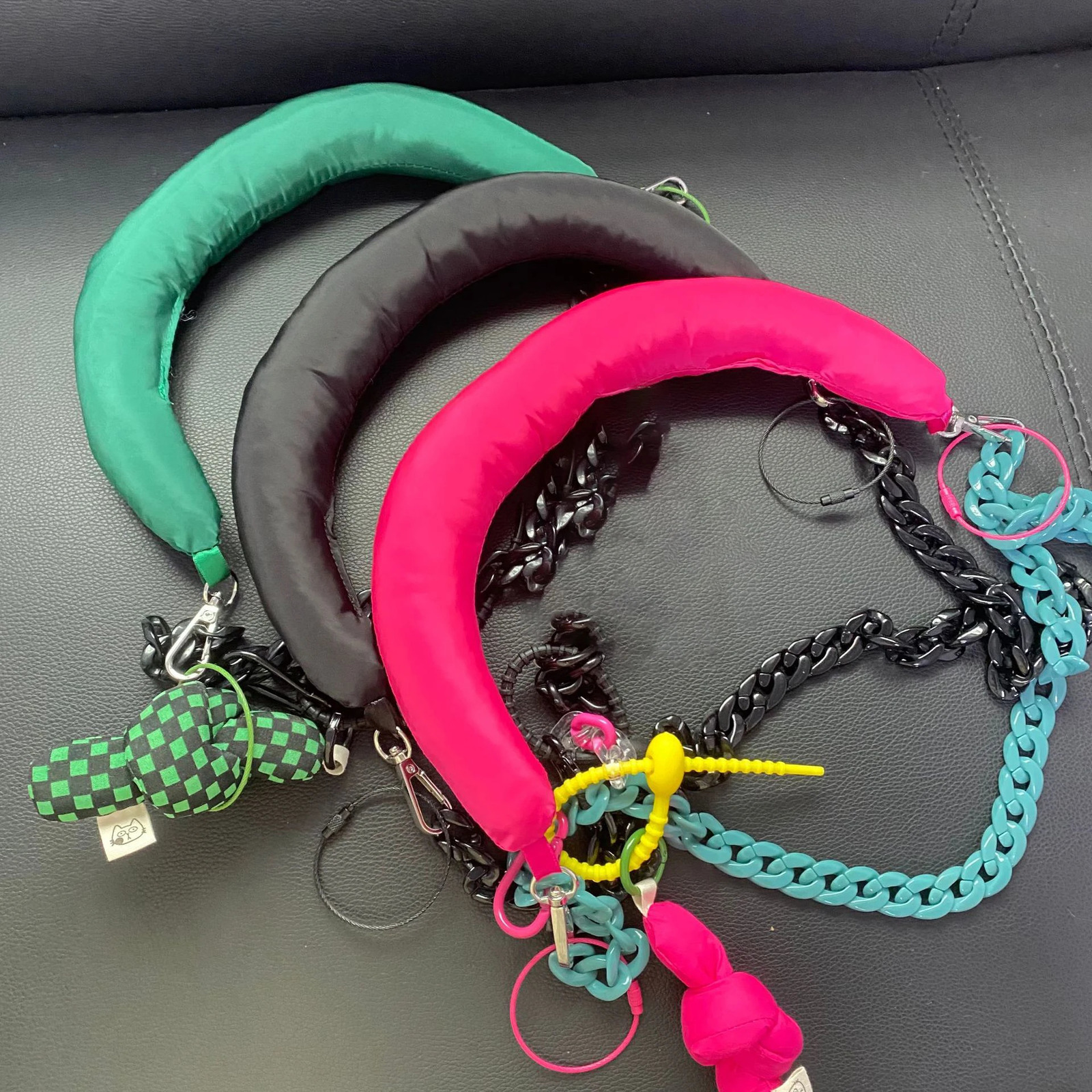 1Pc Knitted Small Bag Extension Belt Wrist Bag Colorful Pull Button Case Shoulder Strap Korean Fashion Bag Pendant Accessories 250318