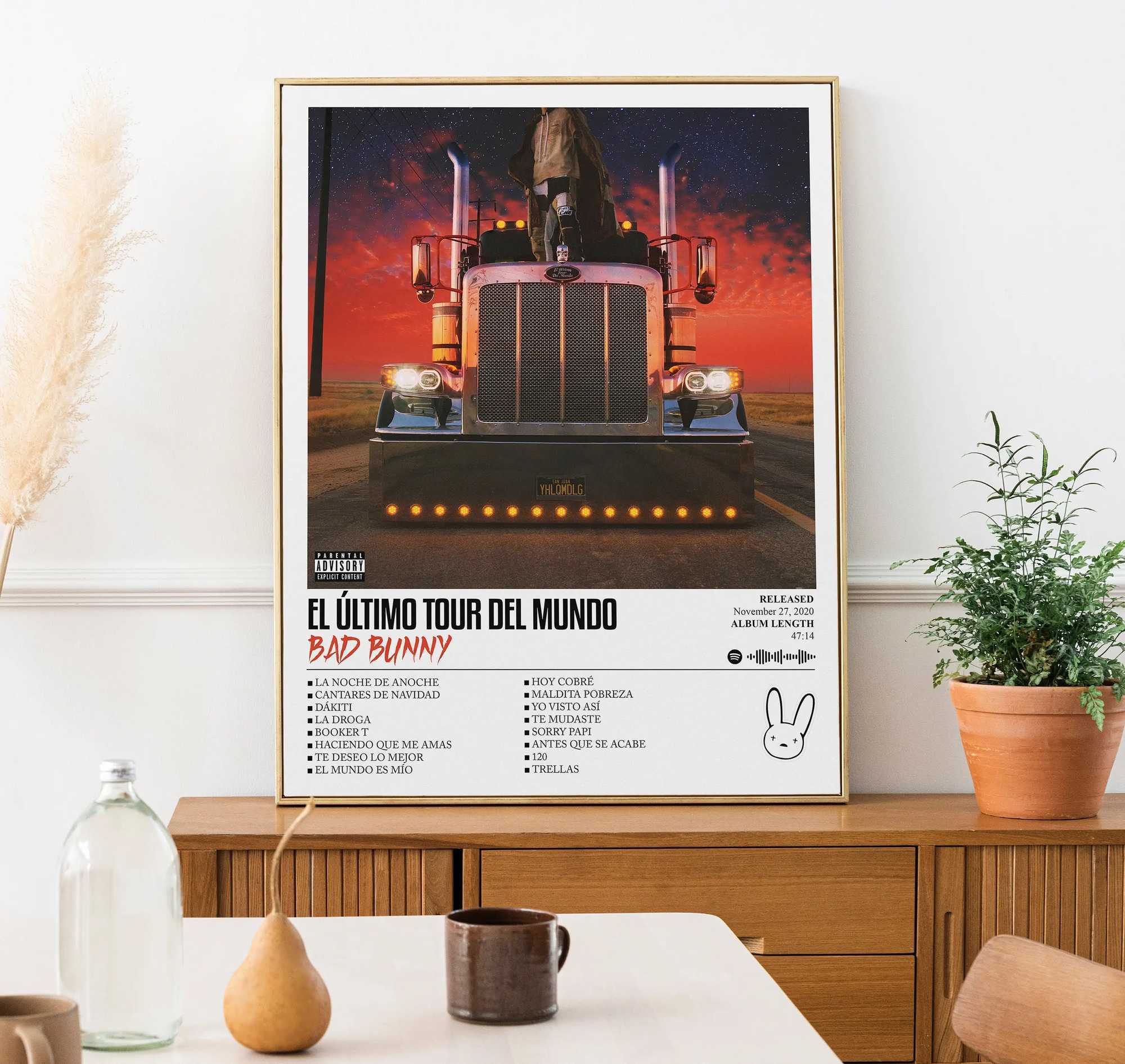 Music Hot Album Star Bad Bunny Poster Hip Hop Rap Posters for Living Room Canvas Painting Art Home Wall Decor Picture Y250318