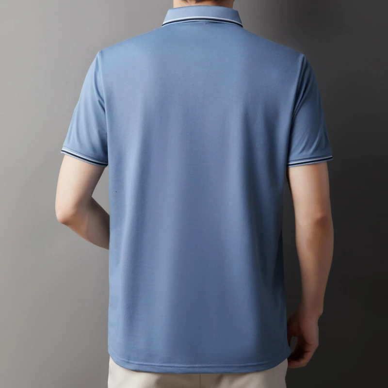 Mens and Fashionable Waffle Short Sleeve Polo Shirt Lapel Ice Silk Breathable Casual Summer High-End 250317