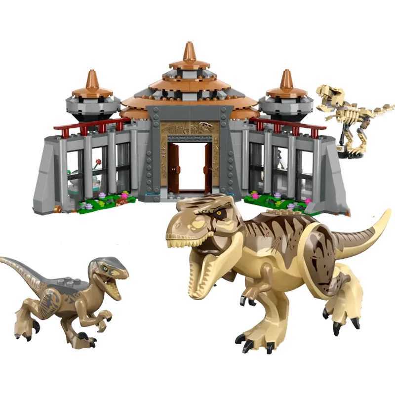 Jurassic Series Architecture Block Visitor Center T.rex Raptor Attack Childrens Holiday Gift Assembly Dinosaur ToysXJ250318