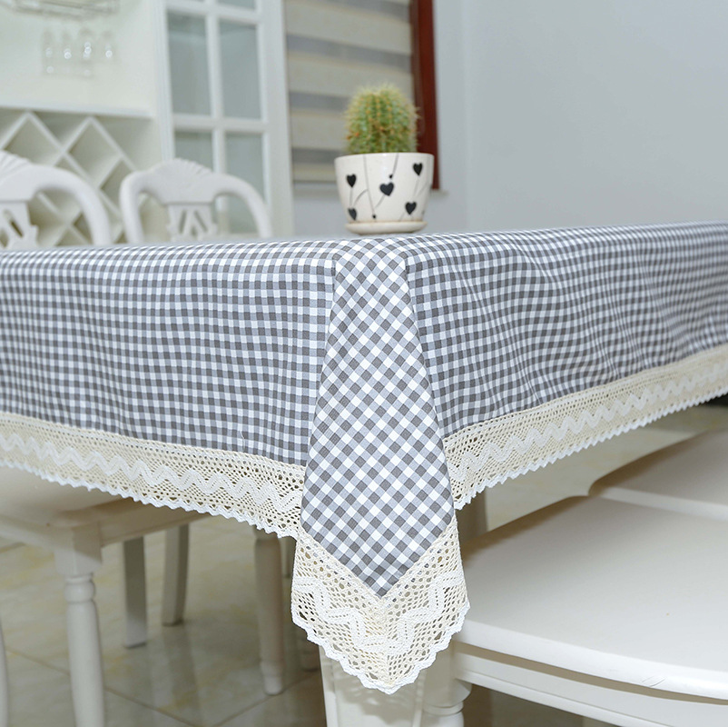Waterproof tablecloth kindergarten dormitory desk dressing tablecloth rectangular table mat tea table mat lace plaid B77F01