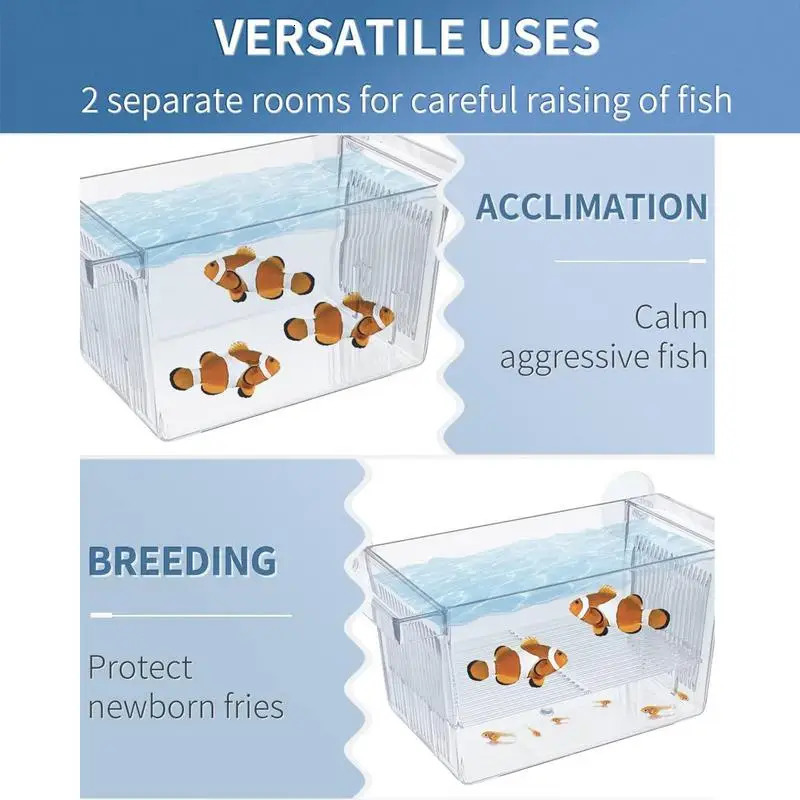 Fish Breeding Box Acrylic Hatchery Incubator Tank Divider Aquarium Breeder Hanging Isolation 250318