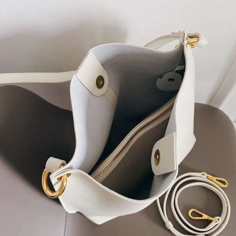Genuine Female Large Handbag Casual Bucket Bags For Women 2023 High Quality Ladies Real Leather Retro Shoulder Bag Bolsa