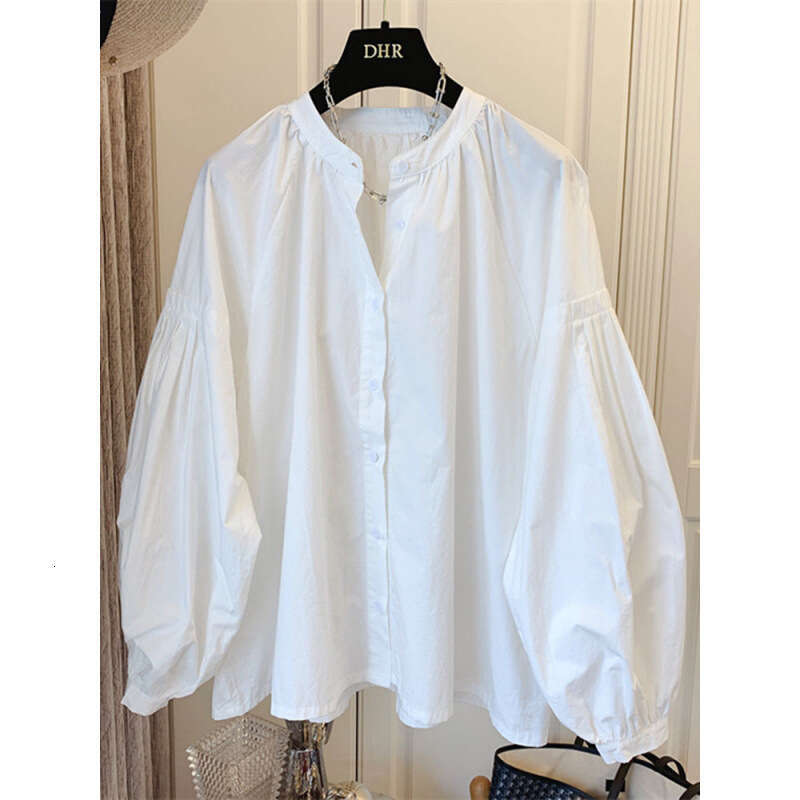 Spring and Autumn new clothing French pleated bubble sleeves loose top, women's stylish chic small shirt