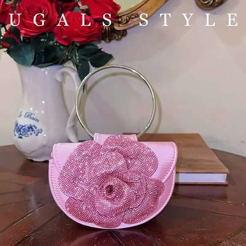 Women's Handbag Satin Half Moon Glitter Shiny Dias Ral Evening Wedding Party Clutch Purse Shoulder Bag