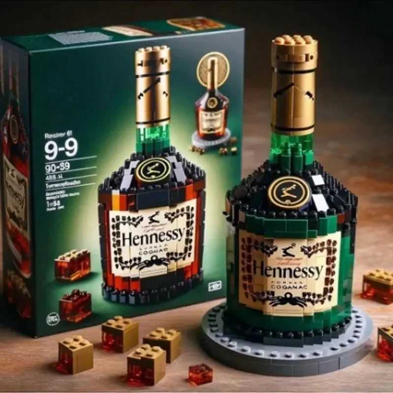 New building block whiskey bottle simulated grape wine bottle assembly building block creative toy building block home decorationXJ250318